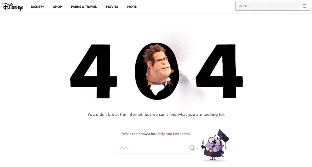 404 pagina van Disney