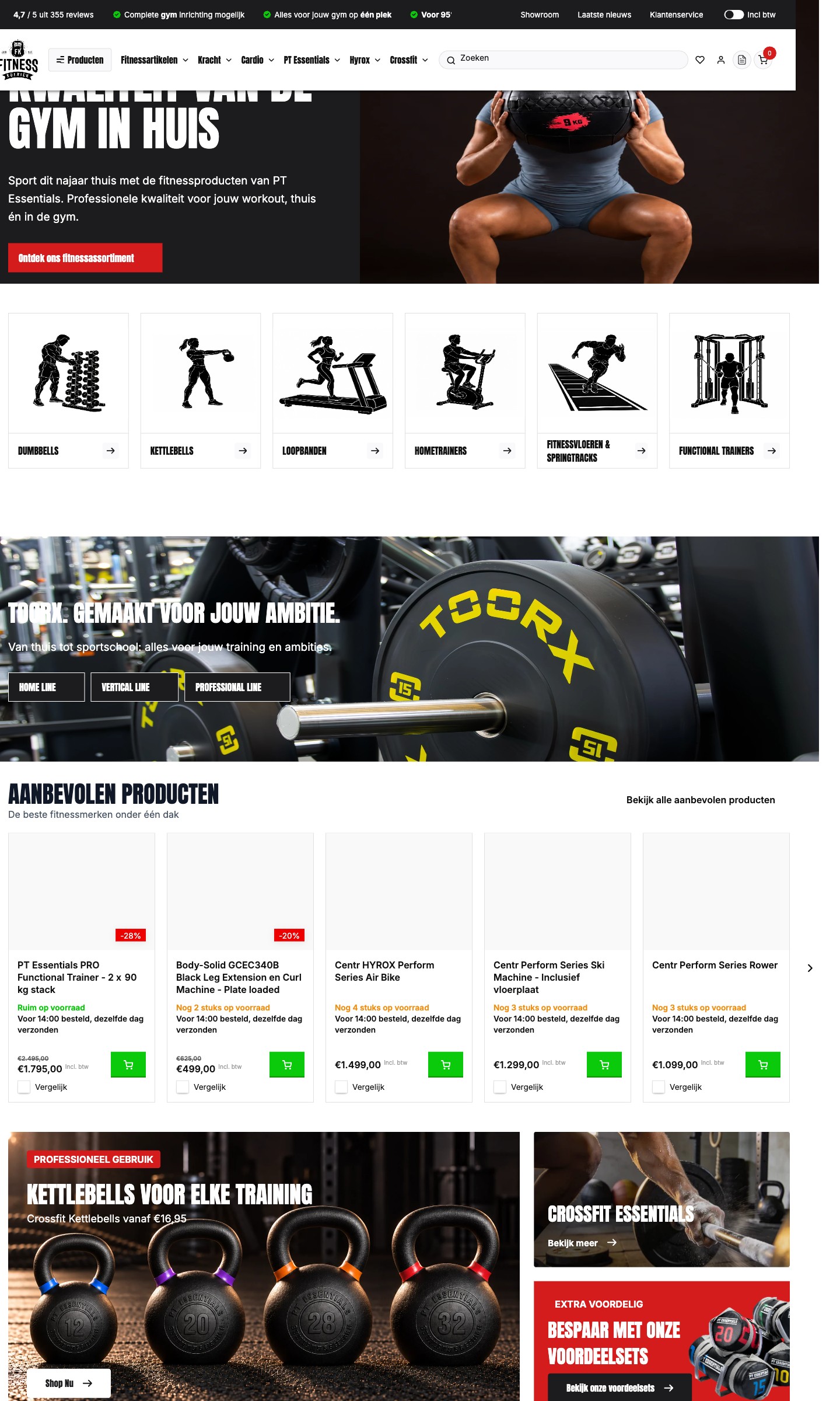 Website Fitnesskoerier.nl, gemaakt door Pingwin