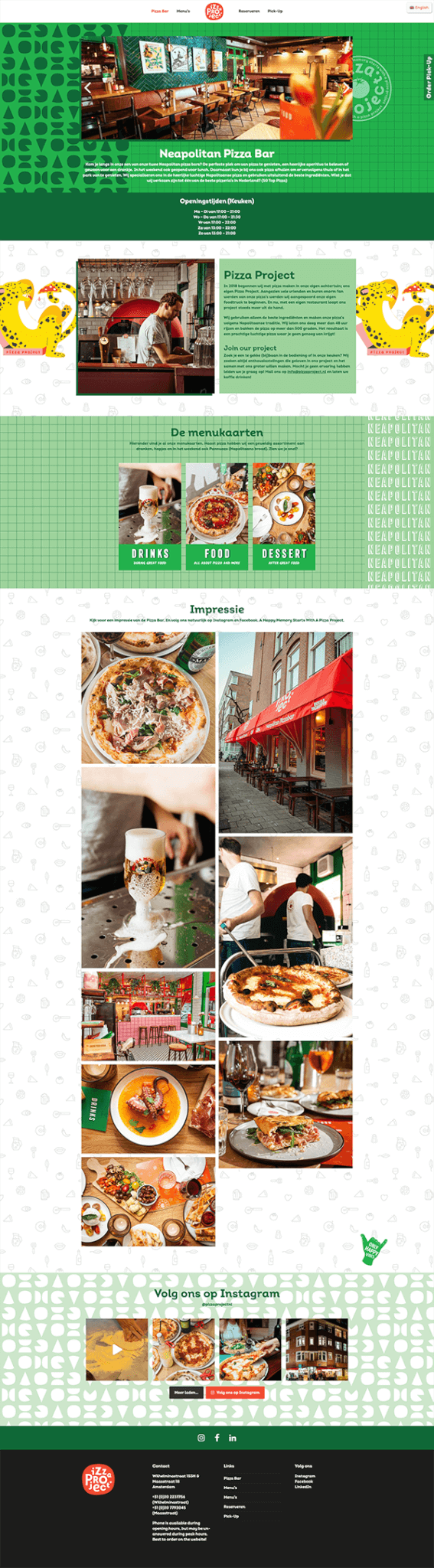 Homepage van Pizza Project