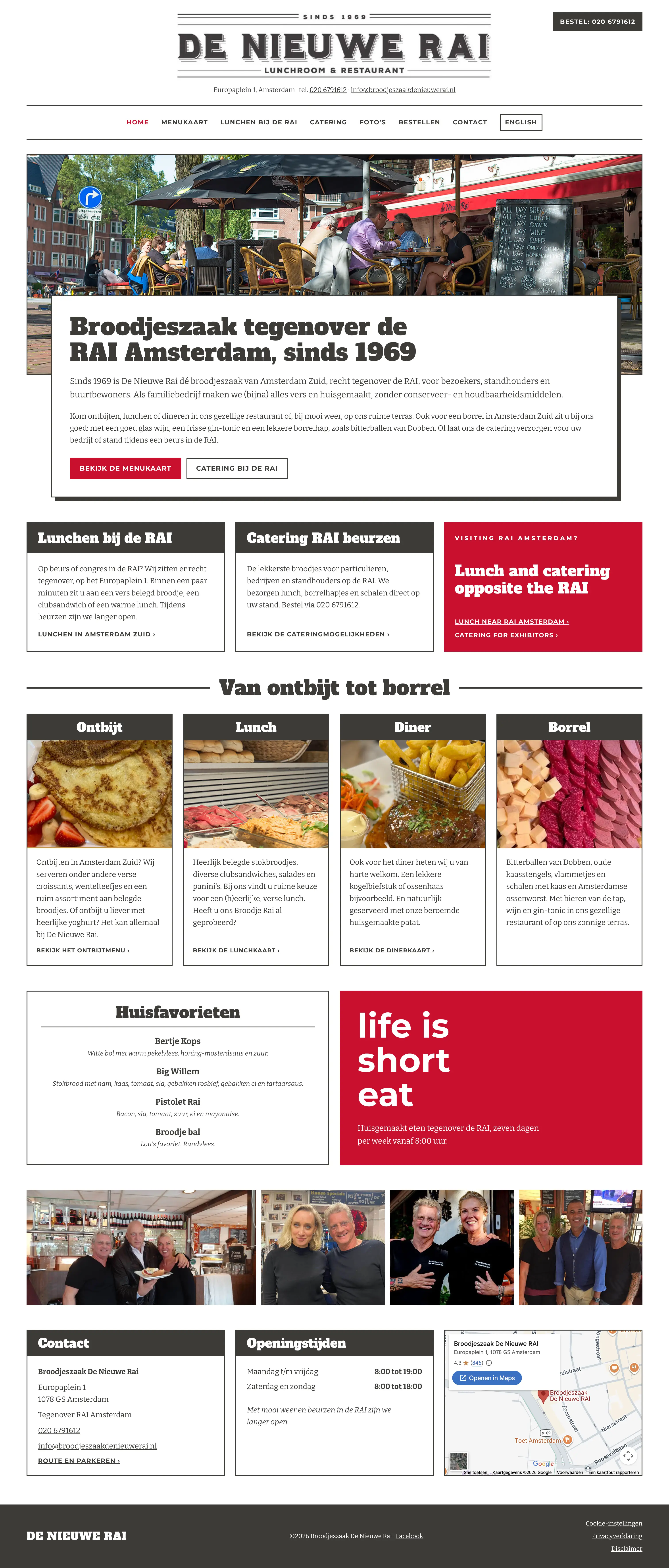 Website Broodjeszaak De Nieuwe Rai, gemaakt door Pingwin