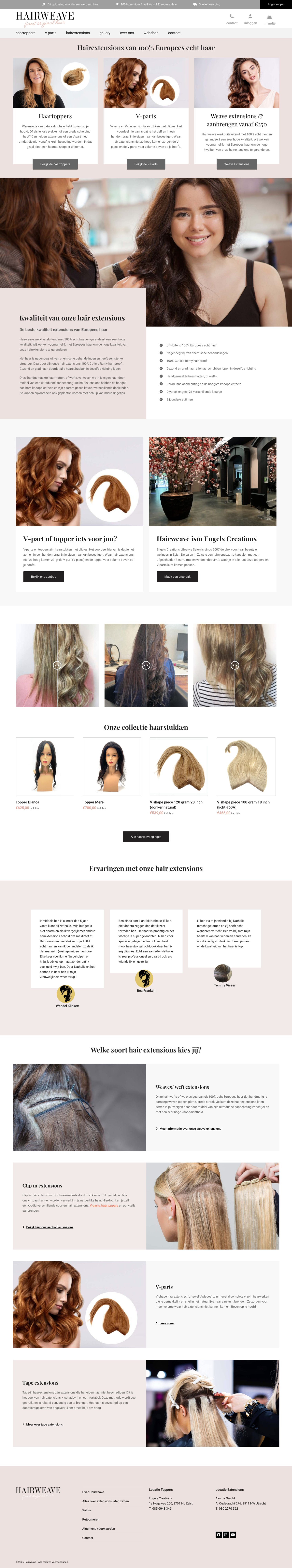 Website Hairweave, gemaakt door Pingwin